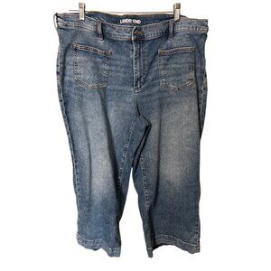 Lands End Womens Denim Capri Jeans Size 18W Relaxed Fit Mid Rise  Stretch